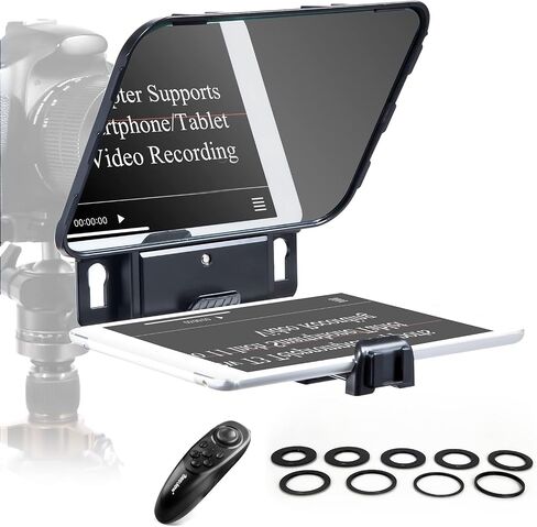 Desview T3 Teleprompter for Camera & Smartphone - Supports iPad/Tablet up to 10" - Beam Splitter Glass with Bluetooth Remote - Wide Angle Support for YouTube, TikTok & Live Streaming in Kuwait