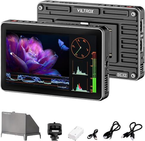 VILTROX DC-550 Touch Screen DSLR Camera Field Monitor 1200 Nits High-Bright 5.5 inch DSLR Camera Monitor with Sunshade Hood/Battery 3D LUT HDR 4K HDMI in and Out Exposure Focus Assist Waveform Monitor in Kuwait