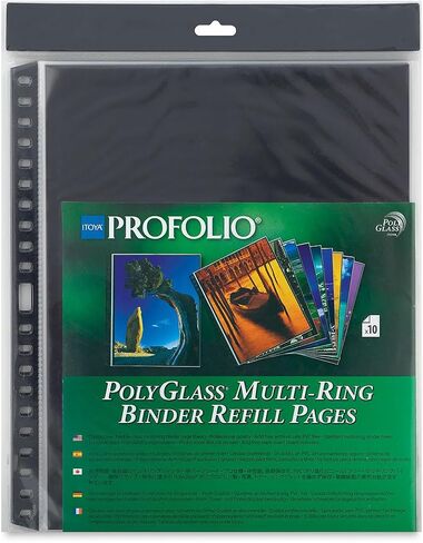 ProFolio by Itoya, Art ProFolio PolyGlass, 10-Pack Multi-Ring Binder Refill Pages - Portrait, 8.5 x 11 Inches in Kuwait
