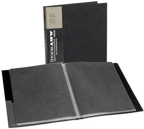 Itoya Original Art ProFolio 9x12 Black Art Portfolio Binder with Plastic Sleeves and 48 Pages - Portfolio Folder for Artwork with Clear Sheet Protectors - Presentation Book for Art Display and Storage | 9x12 Portfolio Binder with Plastic Sleeves, Holds 48 in Kuwait