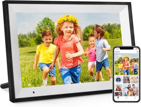 Anna Bella Digital Picture Frame 10.1 Inch IPS HD Touch Screen WiFi Smart Digital Photo Frame with 32GB Storage, Auto-Rotate, Easy Setup to Share Photos or Videos Remotely via AiMOR APP White in Saudi Arabia