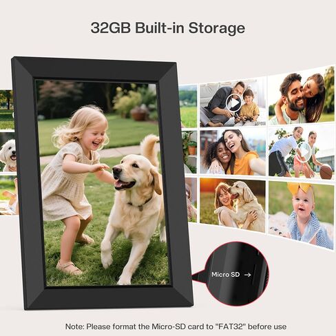 Frameo 10.1 Inch WiFi Digital Picture Frame, 1280x800 HD IPS Touch Screen Photo Frame Electronic, 32GB Storage, Auto-Rotate, Wall Mounted, Share Photos/Videos Instantly from Anywhere - White in Saudi Arabia