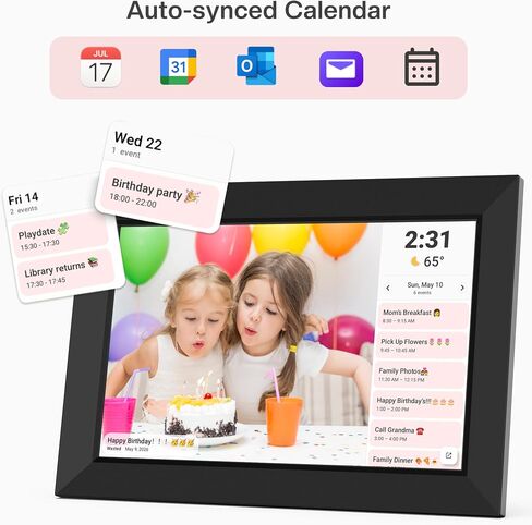 Frameo 10.1 Inch WiFi Digital Picture Frame, 1280x800 HD IPS Touch Screen Photo Frame Electronic, 32GB Storage, Auto-Rotate, Wall Mounted, Share Photos/Videos Instantly from Anywhere - White in Saudi Arabia