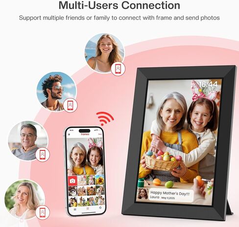 Frameo 10.1 Inch WiFi Digital Picture Frame, 1280x800 HD IPS Touch Screen Photo Frame Electronic, 32GB Storage, Auto-Rotate, Wall Mounted, Share Photos/Videos Instantly from Anywhere - White in Saudi Arabia