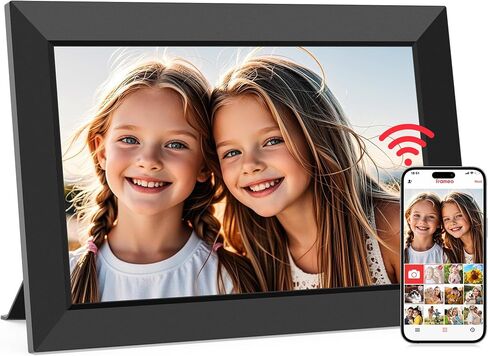 Frameo 10.1 Inch WiFi Digital Picture Frame, 1280x800 HD IPS Touch Screen Photo Frame Electronic, 32GB Storage, Auto-Rotate, Wall Mounted, Share Photos/Videos Instantly from Anywhere - White in Saudi Arabia