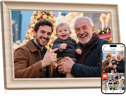 Frameo 10.1 Inch WiFi Digital Picture Frame, 1280x800 HD IPS Touch Screen Photo Frame Electronic, 32GB Storage, Auto-Rotate, Wall Mounted, Share Photos/Videos Instantly from Anywhere - White in Saudi Arabia