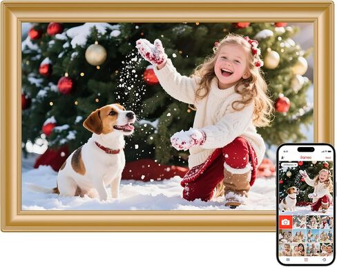 Frameo 10.1 Inch WiFi Digital Picture Frame, 1280x800 HD IPS Touch Screen Photo Frame Electronic, 32GB Storage, Auto-Rotate, Wall Mounted, Share Photos/Videos Instantly from Anywhere - White in Saudi Arabia