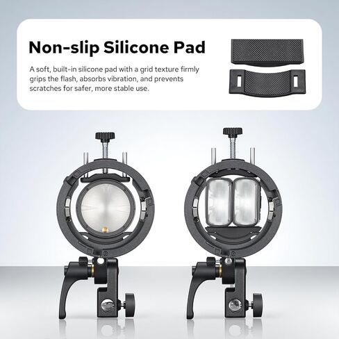 Godox S3 Speedlite Bracket, S-Type Bracket Updated Version Bowens Mount Holder for Godox V1 V1Pro V100 AD300Pro AD300ProII AD200ProII AD200Pro AD200 V860II V860III TT350, Support ±90° Angle Adjustment in Kuwait