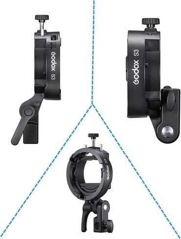 Godox S3 Speedlite Bracket, S-Type Bracket Updated Version Bowens Mount Holder for Godox V1 V1Pro V100 AD300Pro AD300ProII AD200ProII AD200Pro AD200 V860II V860III TT350, Support ±90° Angle Adjustment in Kuwait