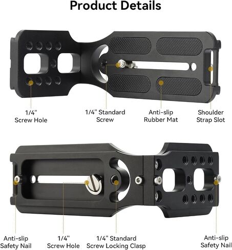 UTEBIT Camera L Bracket, with 1/4'' Screw Hole & Quick Release Plate | Vertical Horizontal Switching Tripod Mount Compatible with Canon Nikon Sony DJI Osmo Stabilizer Tripod Monopod, Black in Kuwait