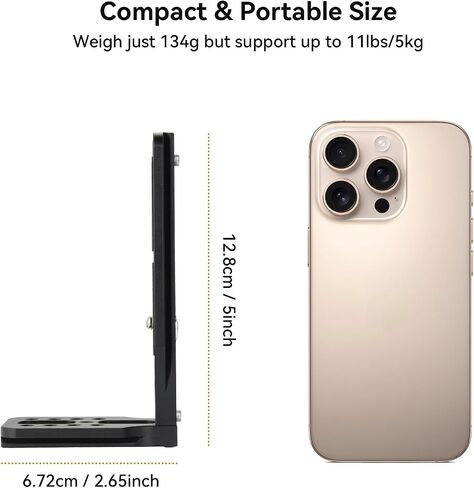 UTEBIT Camera L Bracket, with 1/4'' Screw Hole & Quick Release Plate | Vertical Horizontal Switching Tripod Mount Compatible with Canon Nikon Sony DJI Osmo Stabilizer Tripod Monopod, Black in Kuwait