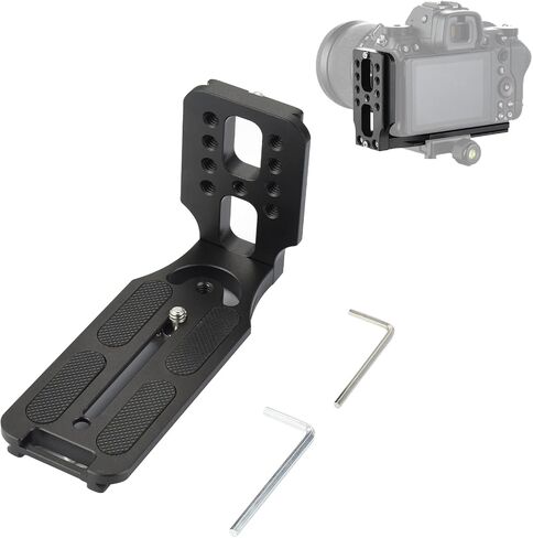 UTEBIT Camera L Bracket, with 1/4'' Screw Hole & Quick Release Plate | Vertical Horizontal Switching Tripod Mount Compatible with Canon Nikon Sony DJI Osmo Stabilizer Tripod Monopod, Black in Kuwait
