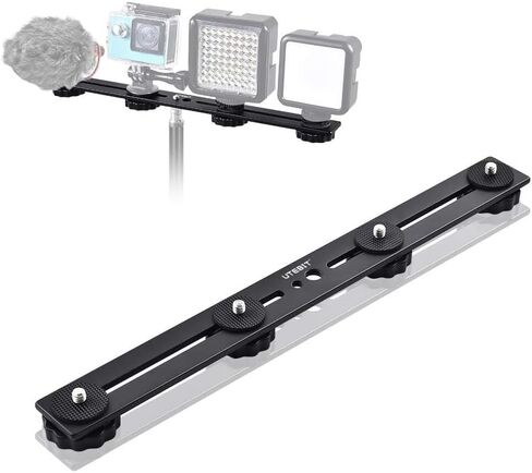 UTEBIT 5 inch Flash Bracket with 1/4" Hot Shoe Mount, Black | Dual Camera Mount Flash Bracket Extension Bar with 1/4-3/8 Thread Hole Tripod Mount for Camera/LED Light/Microphone in Kuwait