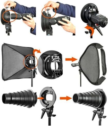 Godox S Type Bracket Bowens Mount Holder for Speedlite Flash Snoot Softbox Beauty Dish Reflector Umbrella in Kuwait