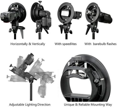 Godox S Type Bracket Bowens Mount Holder for Speedlite Flash Snoot Softbox Beauty Dish Reflector Umbrella in Kuwait