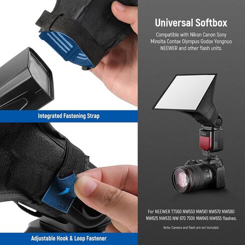 NEEWER Flash Diffuser Light Softbox 11" x 8", Universal, Collapsible with Storage Pouch Compatible with Canon Nikon Sony Godox Yongnuo NEEWER speedlight in Kuwait
