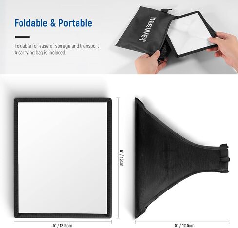 NEEWER Flash Diffuser Light Softbox 11" x 8", Universal, Collapsible with Storage Pouch Compatible with Canon Nikon Sony Godox Yongnuo NEEWER speedlight in Kuwait