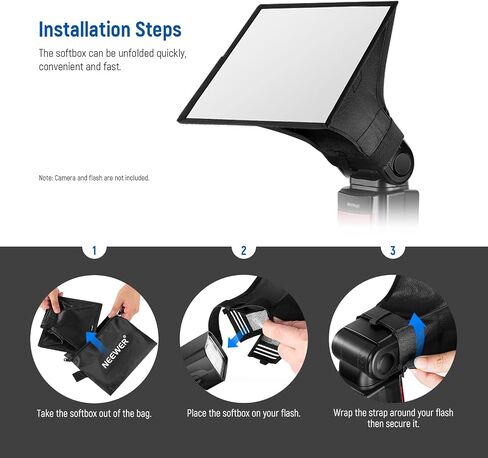 NEEWER Flash Diffuser Light Softbox 11" x 8", Universal, Collapsible with Storage Pouch Compatible with Canon Nikon Sony Godox Yongnuo NEEWER speedlight in Kuwait