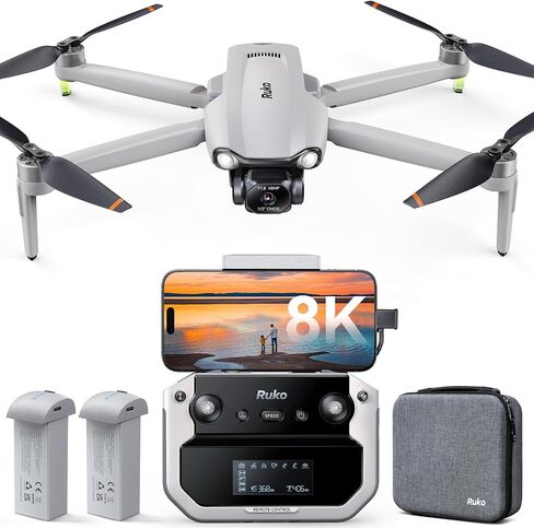 Ruko F11PRO 2 Plus Drones with Camera for Adults, 48MP 8K Photo, 3-Axis Gimbal Stabilizer, 74 Mins Flight Time (2 Batteries), 20,000ft Transmission, Beginner-Friendly Tech Gift in Kuwait