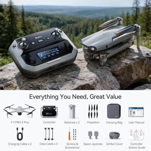 Ruko F11PRO 2 Plus Drones with Camera for Adults, 48MP 8K Photo, 3-Axis Gimbal Stabilizer, 74 Mins Flight Time (2 Batteries), 20,000ft Transmission, Beginner-Friendly Tech Gift in Kuwait