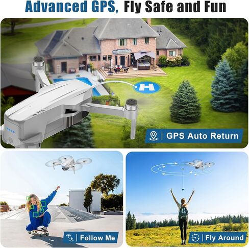 Oddire Drones with Camera for Adults 4K, GPS Auto Return, Waypoint Flight, Orbit Fly, GPS Follow, Gesture Control, Foldable Drone with Brushless Motor, 249g Light, 48 Mins Flight Time with 2 Batteries in Kuwait