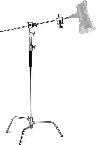 NEEWER Stainless Steel Heavy Duty C Stand with Swivel Casters, 43"-73"/110-186cm Photography Light Stand with 33"/83cm Boom Arm, 2 Grip Heads for Studio Monolight, Softbox, Reflector, SC186W | 43"-73"/110-186cm, Photography Light Stand, 33"/83cm Boom Arm, in Saudi Arabia