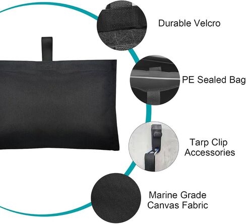 8 Pack Boat Cover Mooring Sand Bags Weights Small Sandbags with Hooks | Marine Grade Vinyl Weighted Bags Empty Small Sandbags Tarp Weights for Hold Things Down Boat Cover Pool Cover Canopy Tent Car in Kuwait