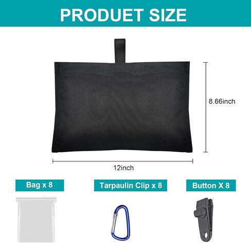 8 Pack Boat Cover Mooring Sand Bags Weights Small Sandbags with Hooks | Marine Grade Vinyl Weighted Bags Empty Small Sandbags Tarp Weights for Hold Things Down Boat Cover Pool Cover Canopy Tent Car in Kuwait