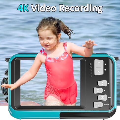 4K Underwater Camera 16FT Waterproof Camera with 32GB Card 64MP Autofocus Dual-Screen Selfie Underwater Camera for Snorkeling Waterproof Compact Floatable Digital Camera 1250mAh Battery Type-C in Kuwait