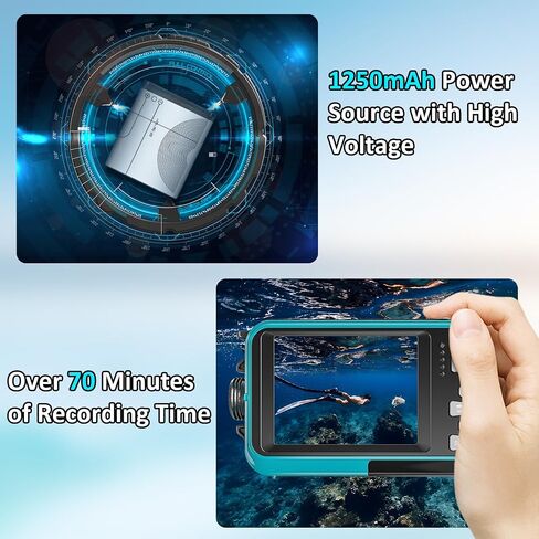 4K Underwater Camera 16FT Waterproof Camera with 32GB Card 64MP Autofocus Dual-Screen Selfie Underwater Camera for Snorkeling Waterproof Compact Floatable Digital Camera 1250mAh Battery Type-C in Kuwait