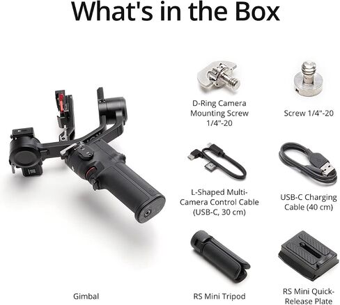 DJI RS 3 Mini, 3-Axis Mirrorless Gimbal Lightweight Stabilizer for Canon/Sony/Panasonic/Nikon/Fujifilm, 2 kg (4.4 lbs) Tested Payload, Bluetooth Shutter Control, Native Vertical Shooting (Renewed) in Kuwait