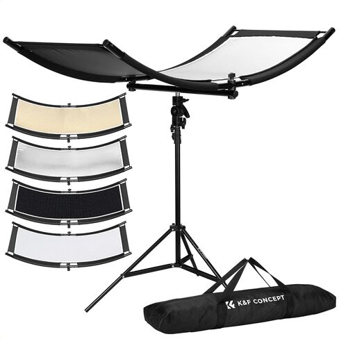K&F CONCEPT U-Shape Reflector, 100x45cm, with 1.5m Stand, 4-in-1 Reflector | 4-in-1 Reflective Fabric, Black/Gold/White/Silver, with Storage Bag, for Photography Studios LE11 in Kuwait