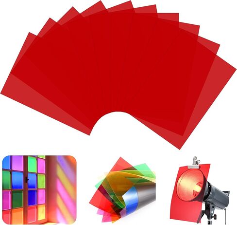 10 Pack Gel Light Filter Sheets, A4 Size Transparency Colored Plastic Sheets,Light Gel Filters for Photography Studio Lighting, Stage LED Lights,Headlight Film (Orange) in Saudi Arabia