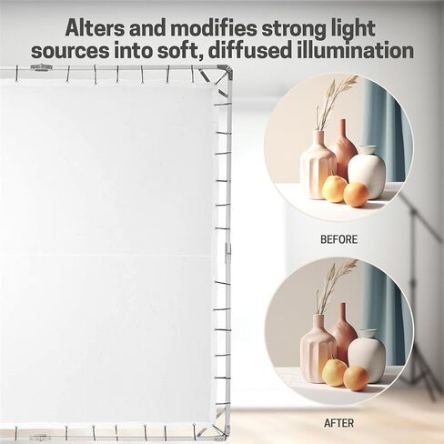 Glow 12x12' Butterfly Light Modifier Scrim Kit w/Lightweight Collapsible Aluminum Frame, White Diffuser Screen Fabric and Carry Case, Perfect for Still/Video Portrait Photography in Kuwait