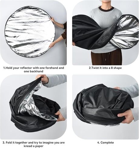 UTEBIT 35"x47" Photography Reflector with Stand, Include Clamp&Carrying Bag | 5-in-1 Oval Foldable Reflector, Translucent/Silver/Gold/White/Black Photography Reflector for Studio&Outdoor Lighting in Saudi Arabia