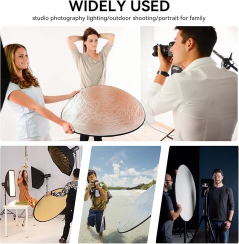 UTEBIT 35"x47" Photography Reflector with Stand, Include Clamp&Carrying Bag | 5-in-1 Oval Foldable Reflector, Translucent/Silver/Gold/White/Black Photography Reflector for Studio&Outdoor Lighting in Saudi Arabia