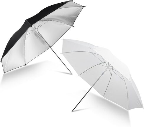 [2 Pack] 33" Black/Silver Reflector Umbrella Kit,Photography Umbrella Lighting Reflector for Contrast, Concentrative Light,Studio/Outdoor Photo and Video Lighting Accessories (2 * 33" Black)… in Saudi Arabia