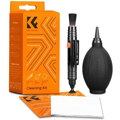 K&F CONCEPT 4-in-1 Camera Lens Cleaning Kit with Lens Cleaning Pen, Camera Air Blower, Microfiber Cleaning Cloth, Lens Cleaner Kit for Canon Nikon Pentax Sony DSLR Camera Lens Filter Cell Phones | Strong Blower, Multi Pen,Washable Reusable Microfiber Clot in Kuwait