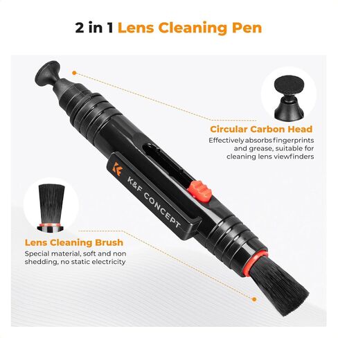 K&F CONCEPT 4-in-1 Camera Lens Cleaning Kit with Lens Cleaning Pen, Camera Air Blower, Microfiber Cleaning Cloth, Lens Cleaner Kit for Canon Nikon Pentax Sony DSLR Camera Lens Filter Cell Phones | Strong Blower, Multi Pen,Washable Reusable Microfiber Clot in Kuwait