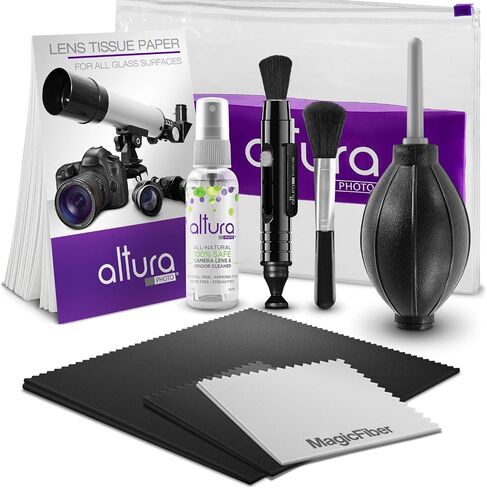 Altura Photo Camera Lens Cleaning Kit, Lens Cleaner for DSLR & Mirrorless | Keeps Gear Spotless & Scratch-Free, Includes Cleaner, Swabs, Pen, Blower, Brush, Cloth & Hard Case in Kuwait