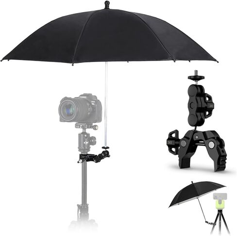 25.6" Camera Tripod Umbrella with Super Clamp for Mirrorless Camera Xbotgo | 360° Adjustable,Weather Guard Umbrella Sunshade,for Canon Nikon Sony Fujifilm Xbotgo Falcon Cameras Outdoor Photographing in Saudi Arabia