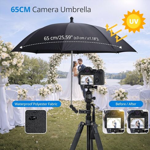 25.6" Camera Tripod Umbrella with Super Clamp for Mirrorless Camera Xbotgo | 360° Adjustable,Weather Guard Umbrella Sunshade,for Canon Nikon Sony Fujifilm Xbotgo Falcon Cameras Outdoor Photographing in Saudi Arabia
