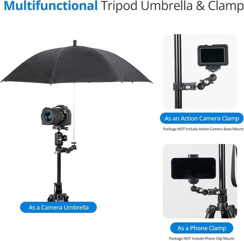 25.6" Camera Tripod Umbrella with Super Clamp for Mirrorless Camera Xbotgo | 360° Adjustable,Weather Guard Umbrella Sunshade,for Canon Nikon Sony Fujifilm Xbotgo Falcon Cameras Outdoor Photographing in Saudi Arabia