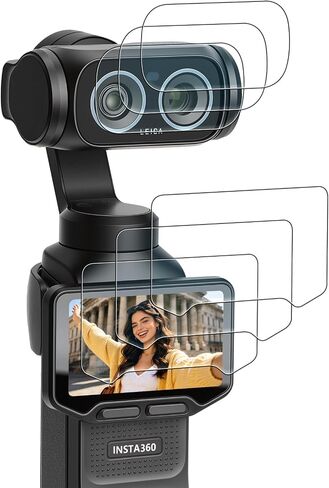 AMAZEAR Screen Protector for Insta360 X5 / X4 Accessories (2 Pack), Tempered Glass LCD Display Film Screen Protective Cover for Insta 360 X5/X4, HD, 9H, Anti-Bubble, Scratch Resistant(TGP & Lens Cap) in Kuwait