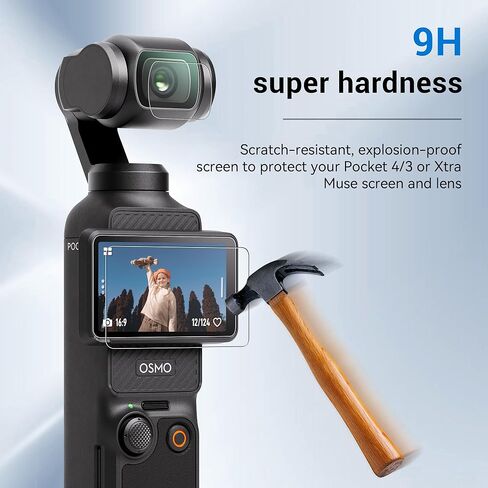 CYNOVA DJI Osmo Pocket 4/3 Screen Protector, Osmo Pocket 3/4 Lens Protector for DJI Osmo Pocket 3/4 Accessories with Tempered Glass LCD Display Film, Ultra HD, 9H Hardness, Scratch Resistant in Kuwait