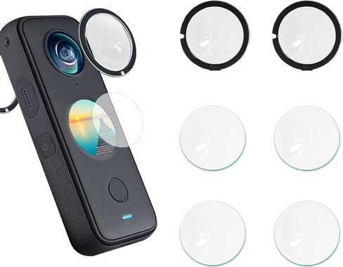 Lens Guard Compatible with Insta360 One x2, Tempered Glass Screen Protector | Oleophobic Anti-Fingerprint Clear Film (6 PCS) in Kuwait