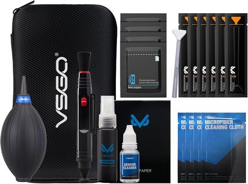 VSGO All-in-One Camera Cleaning Kit for Full Frame Sensor Cameras (24mm) Compatible with Canon, Nikon, Sony, Pentax & DSLR, Includes CMOS Swabs, Lens Pen, Air Blower & More (DKL-20F) in Kuwait