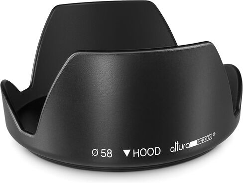 Altura Photo 58mm Camera Lens Hood for Canon Rebel T7, T6, EOS Accessories | Blocks Glare & Protects Your Lens from Bumps, Easy Snap-On Fit in Kuwait