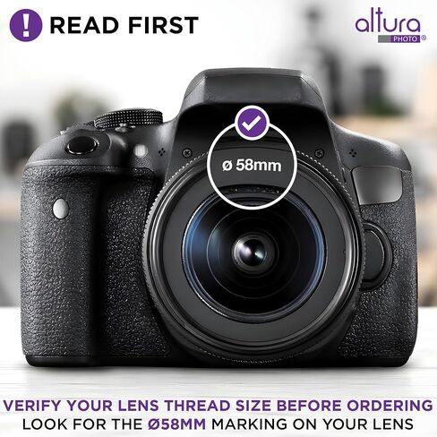 Altura Photo 58mm Camera Lens Hood for Canon Rebel T7, T6, EOS Accessories | Blocks Glare & Protects Your Lens from Bumps, Easy Snap-On Fit in Kuwait