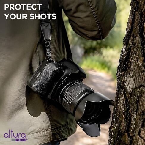 Altura Photo 58mm Camera Lens Hood for Canon Rebel T7, T6, EOS Accessories | Blocks Glare & Protects Your Lens from Bumps, Easy Snap-On Fit in Kuwait